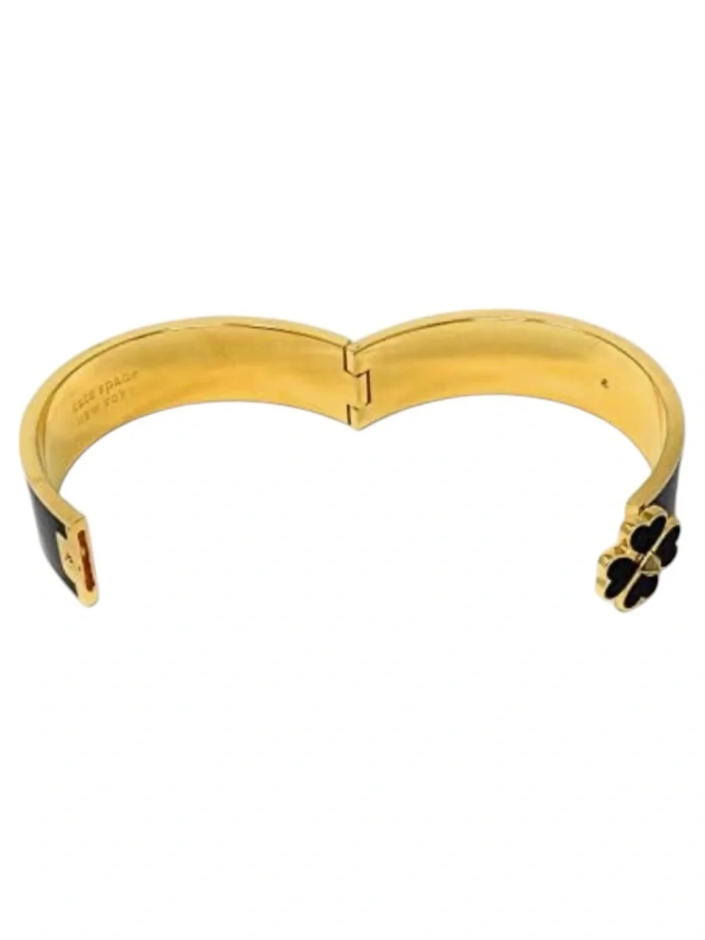 Kate Spade Everyday Spade Black Enamel Clover Bangle NWT